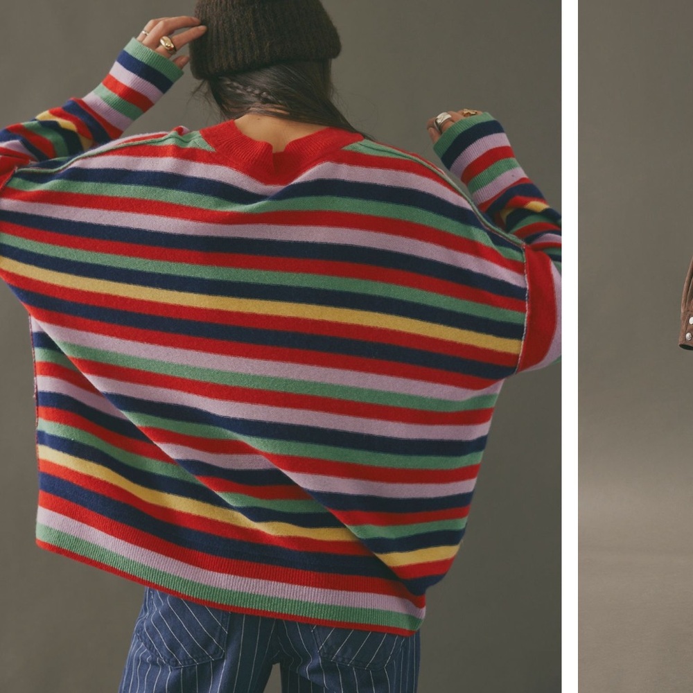 NWT Free People Tomorrow Stripe Cashmere Sweater, XS - Picture 2 of 4